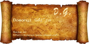 Domonyi Géza névjegykártya